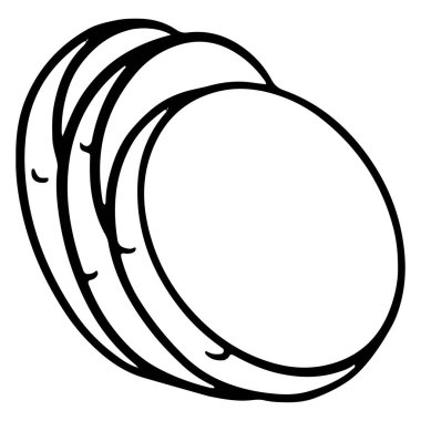 Taze patates. Patatesleri dilimleyin. Mutfak için sebze malzemesi. Çizgi tarzı. Tasarım ve dekorasyon için vektör illüstrasyonu.
