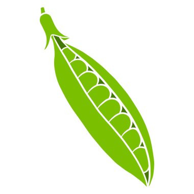 Taze bezelyeler. Parlak yeşil bezelyeler. Mutfak için sebze malzemesi. Çizgi film tarzı. Tasarım ve dekorasyon için vektör illüstrasyonu.