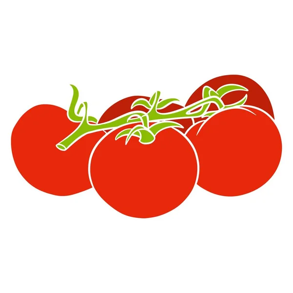 Tomate Fresco Tomates Brilhantes Galho Ingrediente Vegetal Para Cozinha Estilo — Vetor de Stock