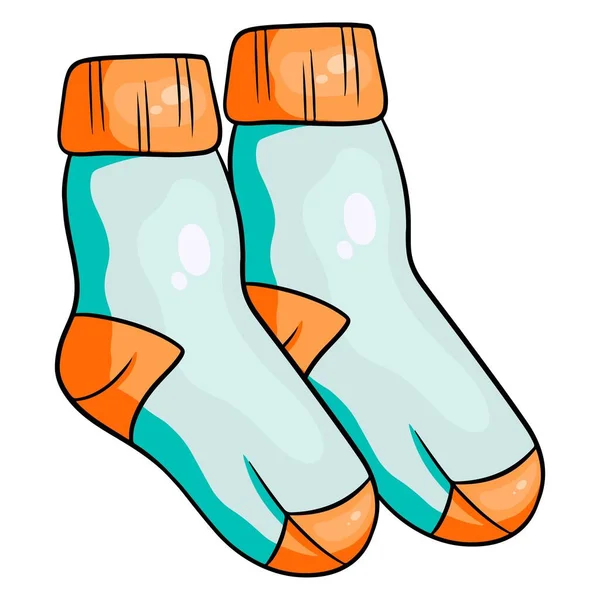 Two Warm Winter Socks Pair Fabric Socks Winter Autumn Hand — Stock Vector