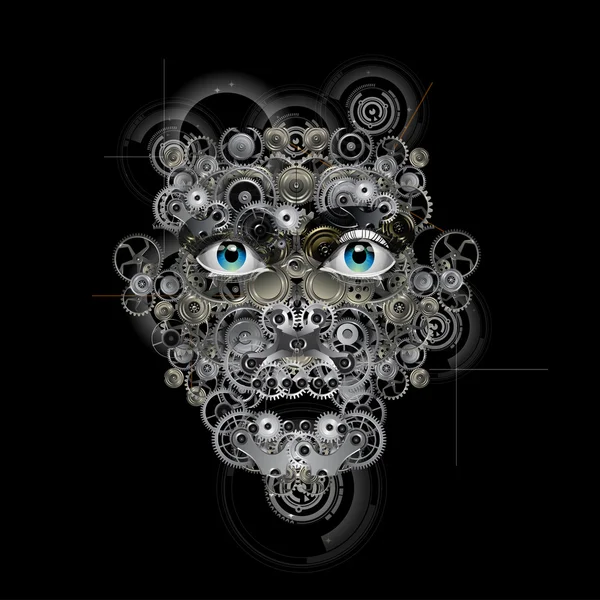 Robotik bir yüz. mekanik insan — Stok fotoğraf
