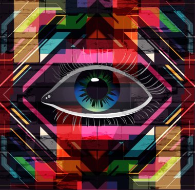 Gözün renkli arka plan üzerinde.