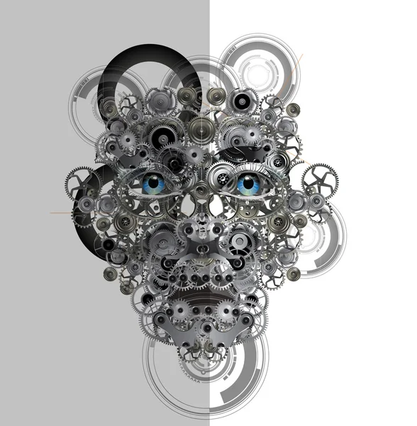 Face made from cogwheels — Stock Photo, Image