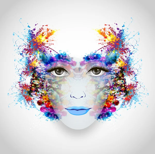 Bright colors woman's face — Stock Vector