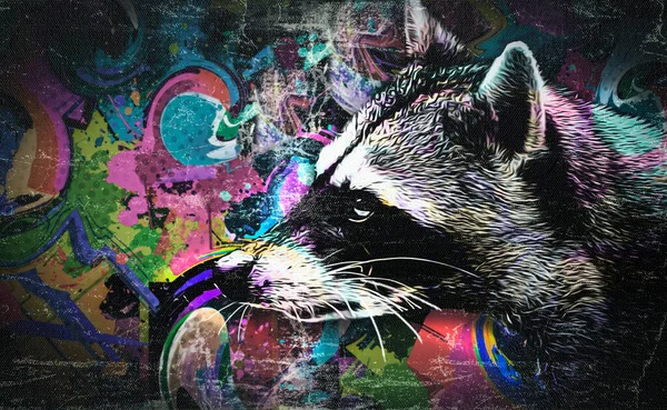 Raccoon Creative Colorful Abstract Elements Background — Stock Photo, Image