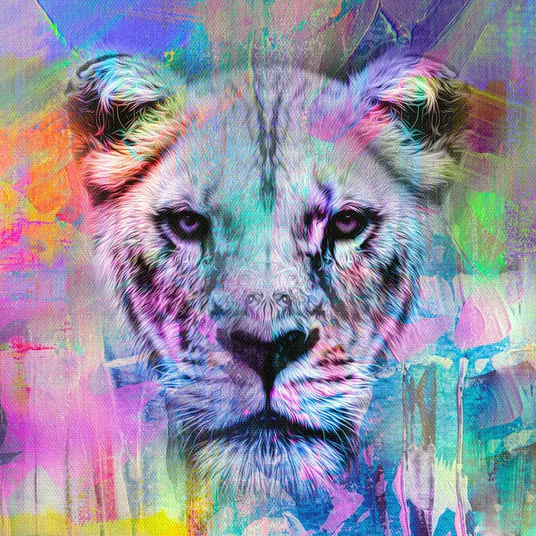 Tiger Head Creative Colorful Abstract Elements Bright Background — Stock Photo, Image