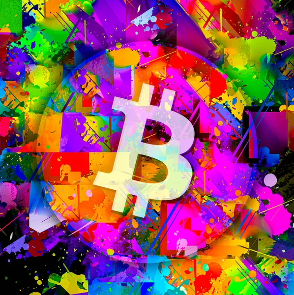 Bitcoin Cryptocurrency Mynt Färgglada Bakgrund Cryptocurrency Koncept — Stockfoto