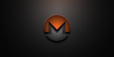 Monero kripto para koyu arkaplan üzerinde, kripto para kavramı
