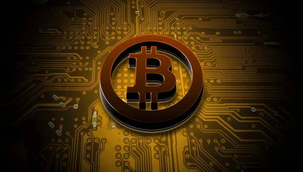 Bitcoin Cryptocurrency Mynt Mörk Bakgrund Cryptocurrency Koncept — Stockfoto