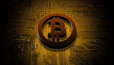 Bitcoin kripto para koyu arkaplan üzerinde, kripto para kavramı 