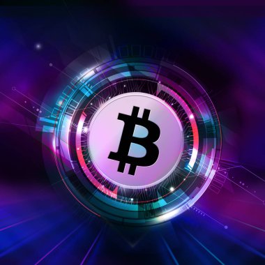 Bitcoin kripto para koyu arkaplan, renk sanatı  