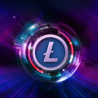 Renkli arkaplanda litekoin kripto para, renk sanatı