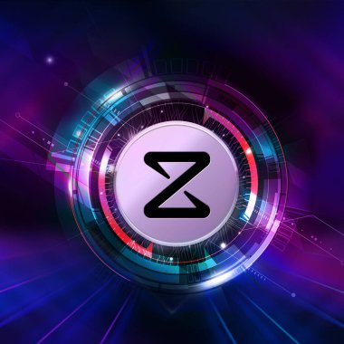 Renkli arkaplan ve renk sanatında protokol kripto para biriminin yanında