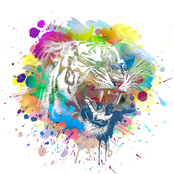 Tiger Head Creative Abstract Element White Background — Stock Photo, Image