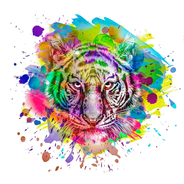 Tiger Head Creative Abstract Element White Background — Stock Photo, Image