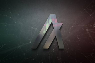 Renkli arkaplan, şifreleme konsepti renk sanatı üzerine 3 boyutlu algoritma ve kripto para oluşturma