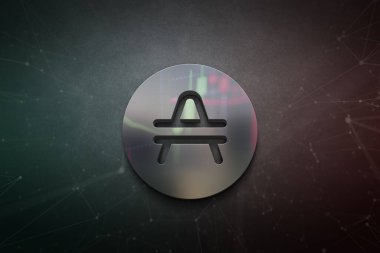 Renkli arkaplan, şifreleme konsepti renk sanatı üzerine 3 boyutlu amfi kripto para oluşturma