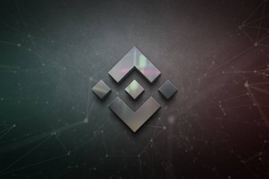 Renkli arkaplan, kripto para kavramı renk sanatı üzerine üç boyutlu binans şifreleme para