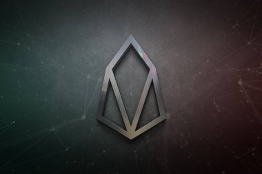 3D rengarenk arkaplan, kripto para kavramı renk sanatı üzerine eos şifreleme para