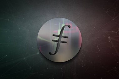 Renkli arkaplan, kripto para, kripto para kavramı renk sanatı üzerine üç boyutlu dosya sikkesi hazırlama