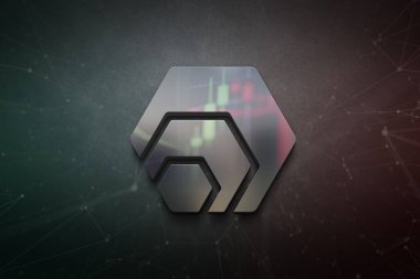 Renkli arkaplan üzerinde üç boyutlu şifreleme şifreleme para, kripto para kavramı renk sanatı