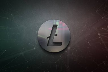 Renkli arkaplan, kripto para, kripto para kavramı renk sanatı üzerine üç boyutlu liptoin şifreli para oluşturma