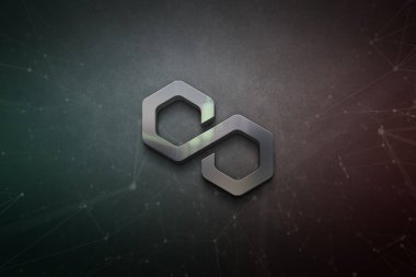 Renkli arkaplan üzerine çokgen şifreleme para, kripto para konsept renk sanat