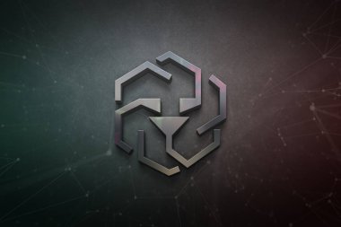 Renkli arkaplan, kripto para kavramı renk sanatı üzerine 3 boyutlu unus kripto para oluşturma