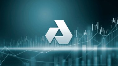 Renkli arkaplan üzerinde akash şifreleme para, kripto para kavramı konsept renk sanat