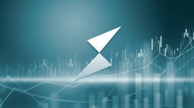 Renkli arkaplan, kripto para kavramı renk sanatı üzerine 3 boyutlu minimal kripto para oluşturma