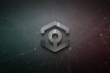 Renkli arkaplan, kripto para kavramı renk sanatı üzerine üç boyutlu ankr kripto para oluşturma