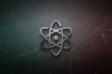 Renkli arkaplan, kripto para kavramı renk sanatı üzerine 3 boyutlu proton kripto para oluşturma