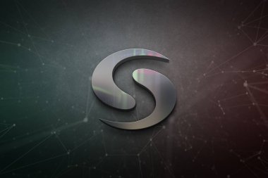 Renkli arkaplan üzerinde üç boyutlu syscoin şifreleme para, kripto para kavramı konsept renk sanat