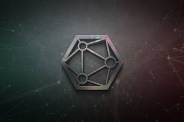 Renkli arkaplan, kripto para kavramı renk sanatı üzerine 3 boyutlu şifreleme