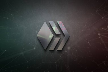 Renkli arkaplan, kripto para, kripto para kavramı renk sanatı üzerine üç boyutlu kodlama