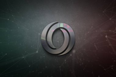 Renkli arkaplan üzerinde 3 boyutlu vaha şifreli para, kripto para kavramı konsept renk sanatı