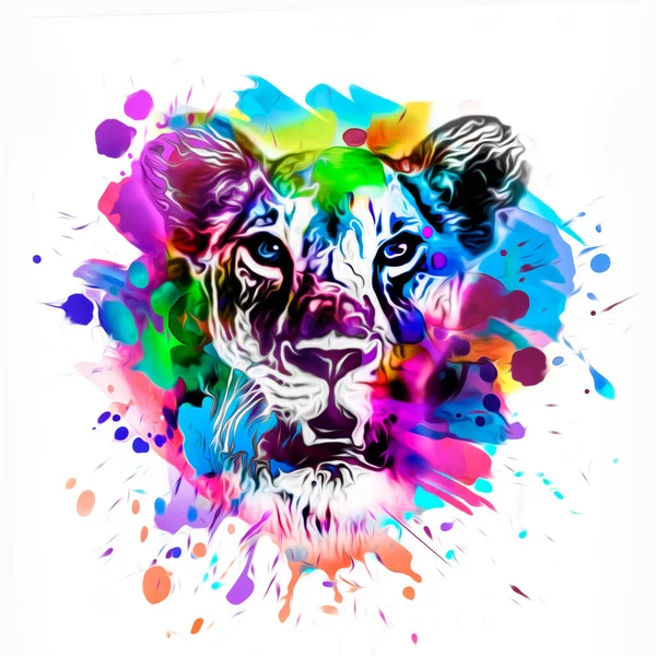 Tiger Head Creative Colorful Abstract Elements — Stock Photo, Image