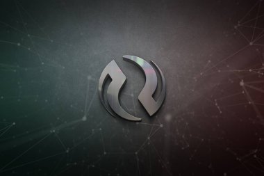 Renkli arkaplan, şifreleme konsepti renk sanatı üzerine 3 boyutlu enjektif kripto para hazırlama