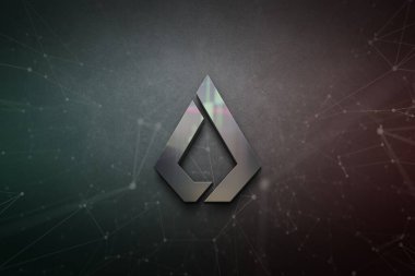 Renkli arkaplan, kripto para kavramı renk sanatı üzerine 3 boyutlu lisk kripto para oluşturma