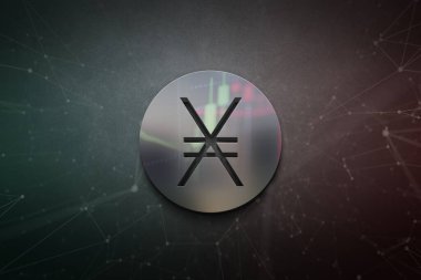 Renkli arkaplan, kripto para kavramı renk sanatı üzerine 3D şifreleme nano para