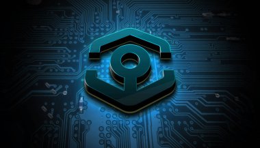 Renkli arkaplan, kripto para kavramı renk sanatı üzerine üç boyutlu ankr kripto para oluşturma