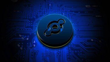 Renkli arkaplan, kripto para kavramı renk sanatı üzerine 3 boyutlu helyum kripto para oluşturma