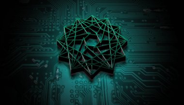 Renkli arkaplan, şifreleme konsepti renk sanatı üzerine 3 boyutlu güç kripto para oluşturma