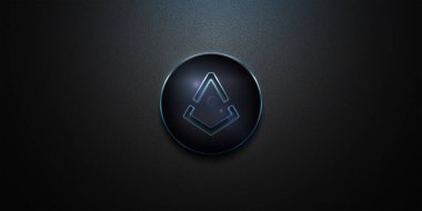 3D rendering augur cryptocurrency coin on colorful background, cryptocurrency concept color art