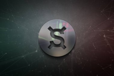 3D rendering frax cryptocurrency coin on colorful background, cryptocurrency concept color art