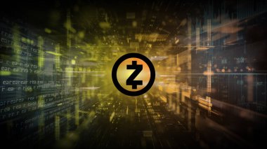 3D rendering z cash cryptocurrency coin on colorful background, cryptocurrency concept color art