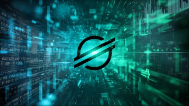 Renkli arkaplan, kripto para kavramı renk sanatı üzerine üç boyutlu şifreli para oluşturma