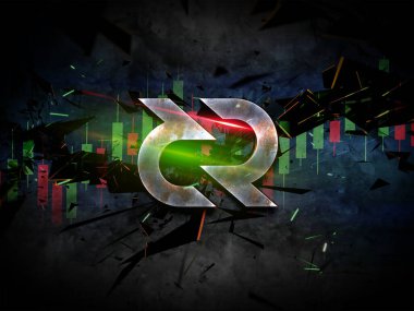 3D rengarenk arkaplan, şifreleme konsepti renk sanatı 3D illüstrasyon üzerine şifreli para azaltımı