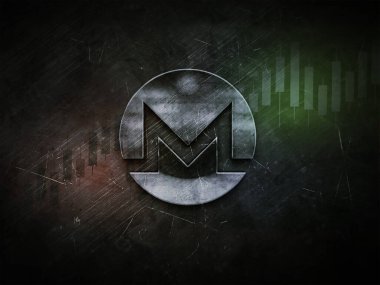 Renkli arkaplan, şifreleme konsepti renk sanatı 3D illüstrasyon üzerine 3D monero kripto para oluşturma