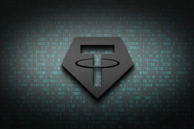 Renkli arkaplan, şifreleme konsepti renk sanatı 3 boyutlu resimleme üzerine 3 boyutlu kripto para aktarımı